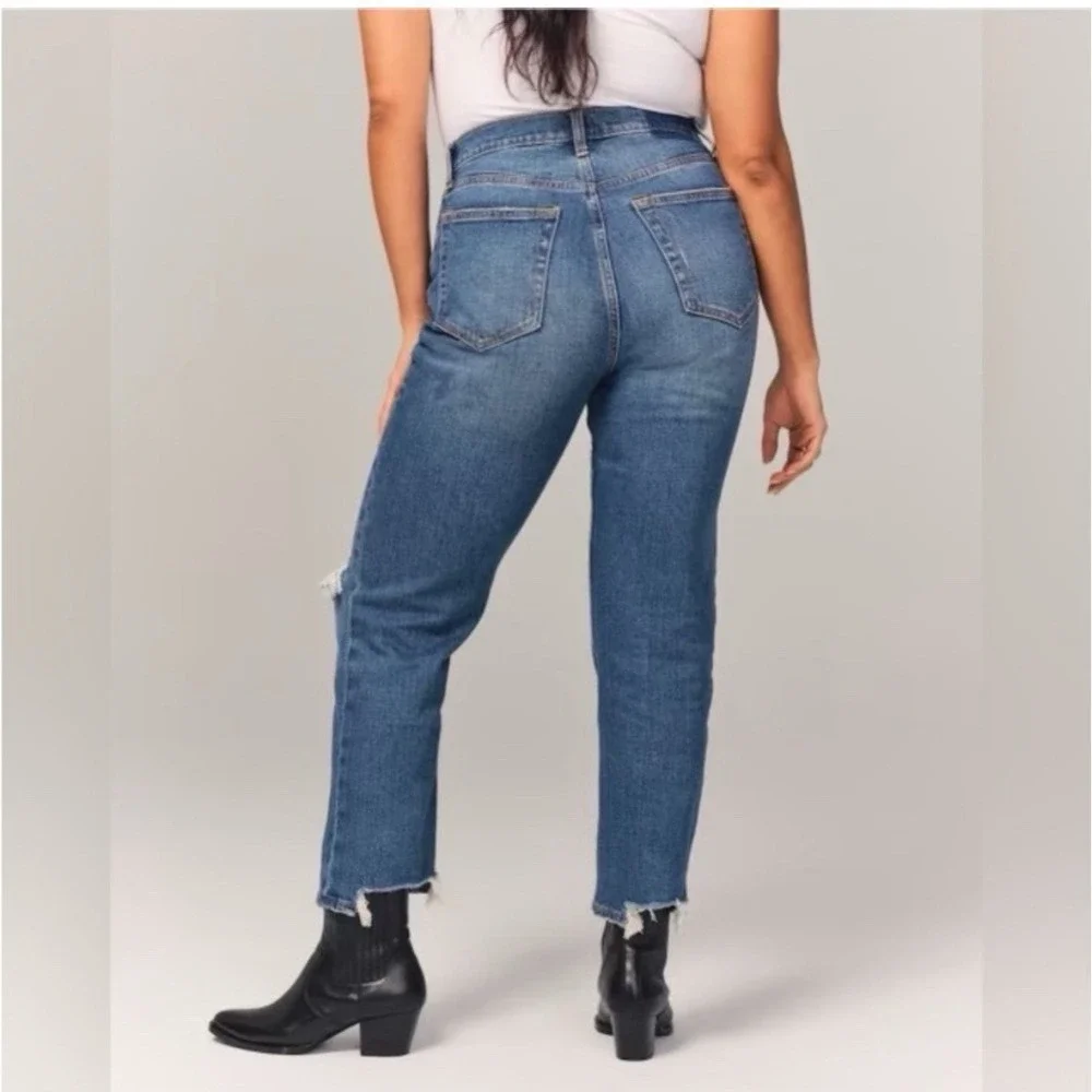 Abercrombie & Fitch The Ankle Straight Ultra High Rise Distressed Jeans Sz 26/2S - Picture 3 of 11